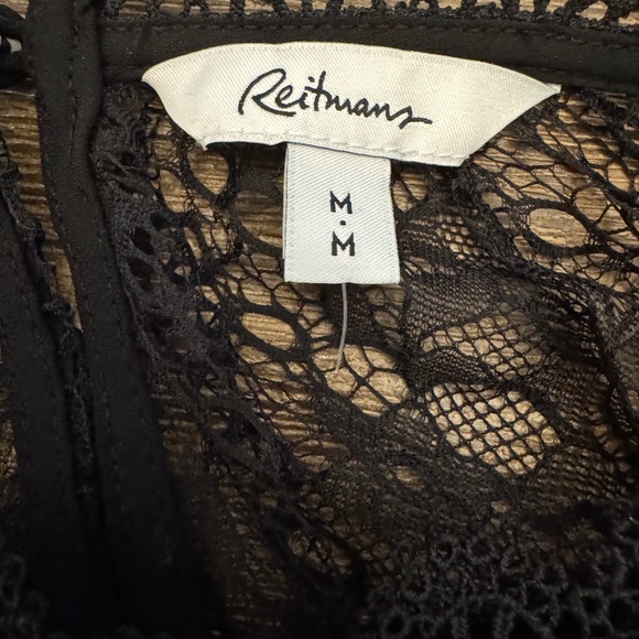 NWOT Reitmans Black Dress Duo Lot - Lace A-Line & Knit Sheer Puff Sleeve Tops - - Picture 9 of 13